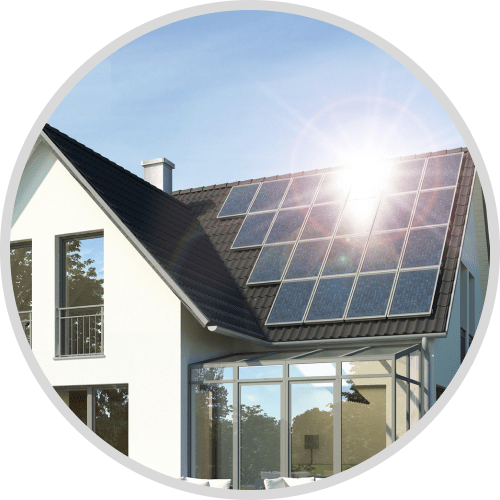 Rooftop solar panels on a home